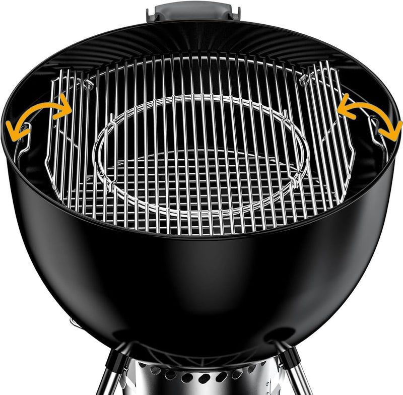 JCLMER Hinged Cooking Grate for 22.5” Charcoal Grill, Charcoal Kettle, One-Touch Silver, Bar-B-Kettle, Master-Touch,Performer, 21.5" Gourmet BBQ System,Grill Grate Replacement Part for Weber 8835 with Handle - Image 4
